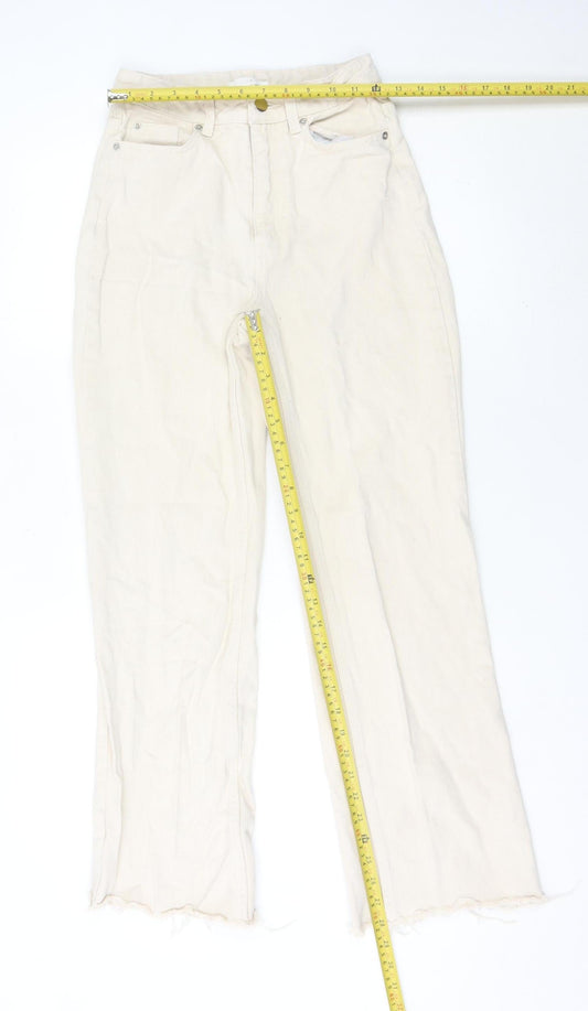 Womens UK Size 6 H&M Regular Fit Wide-Leg Ivory Jeans