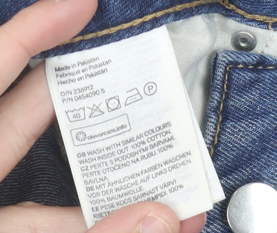 H&M Women Blue Denim A-Line Mini Skirt Size 4 Cotton Casual