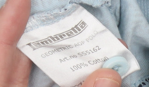 Lambretta Men’s Blue Geometric Cotton Polo Shirt 2XL