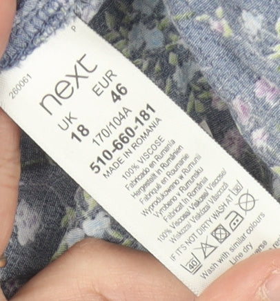 Next Women’s Blue Floral Sleeveless A-Line Knee Length Dress Size 18