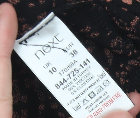 Next Womens Black Floral Wrap Dress Size 10 Knee Length Viscose