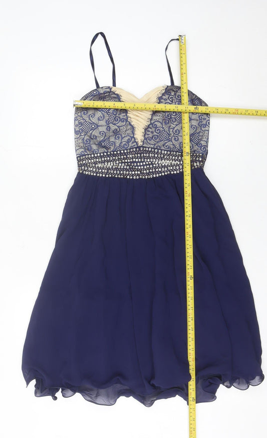 Little Mistress Womens Blue Size 10 Fit & Flare Cocktail Party Dress