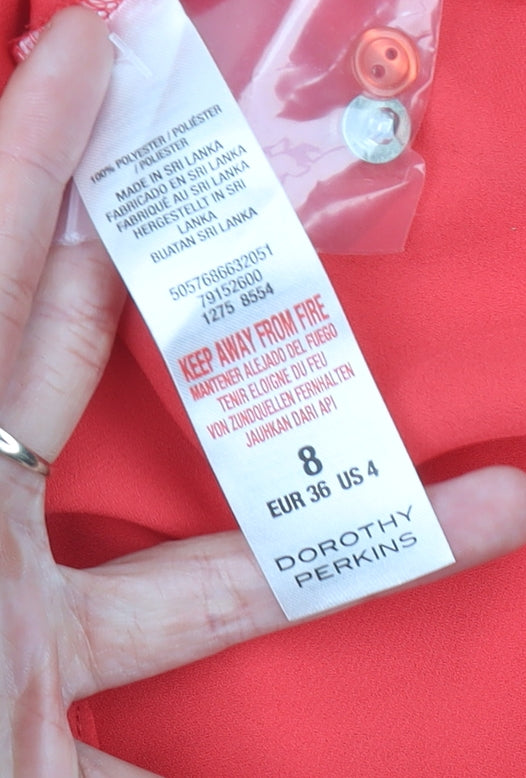 Womens UK Size 8 Dorothy Perkins Red Basic Blouse