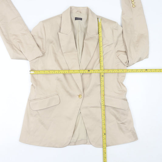 Marks and Spencer Womens Beige Blazer UK 16 Regular Fit One Button