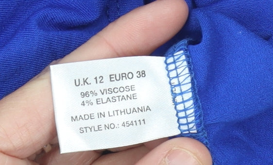 Womens UK Size 12 Kaliko Blue Basic T-Shirt