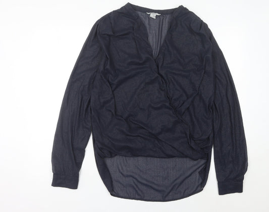 Womens UK Size 14 H&M Blue Wrap Blouse