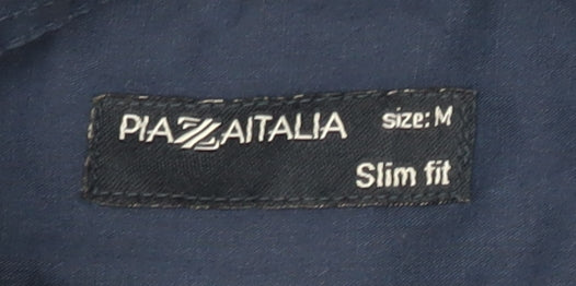 Piazzaitalia Men’s Blue Slim Fit Button-Up Long Sleeve Shirt M