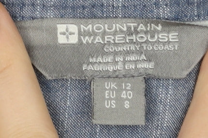 Mountain Warehouse Womens Blue Size 12 Cotton Button-Up Shirt