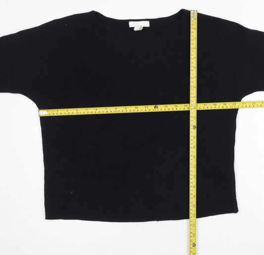 H&M Women’s Black Boat Neck Pullover Jumper Knit Top Size S