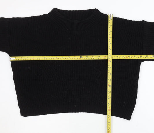 Boohoo Women Black Mock Neck Chunky Knit Pullover Jumper Size S