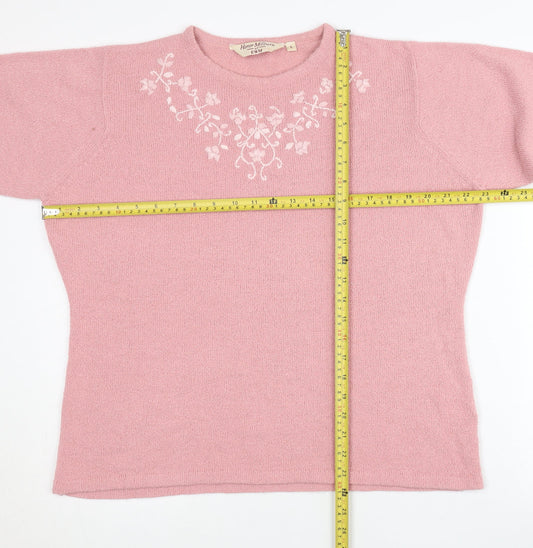 Honor Millburn Women’s Pink Floral Pullover Jumper L Acrylic Knit