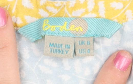 Boden Women's Blue Sleeveless Ruffle Blouse UK 8 Cotton Tunic Top