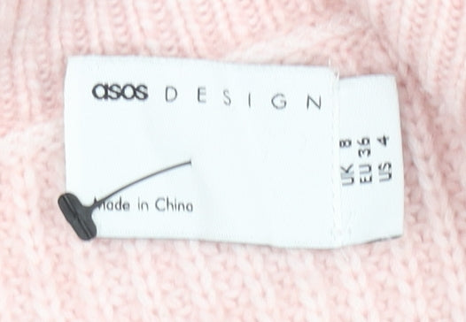 ASOS DESIGN Womens Pink V-Neck Chunky Knit Pullover Jumper Size 18
