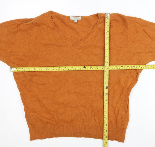 Hobbs Women’s Orange Angora Blend V-Neck Jumper Size 8