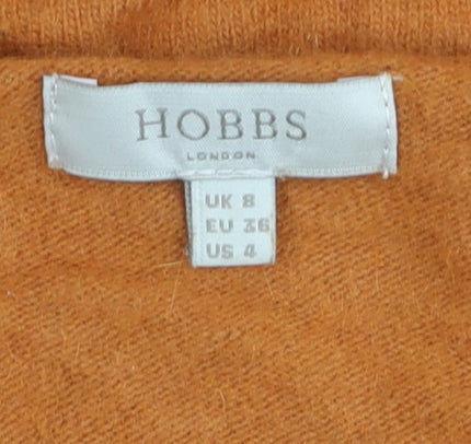 Hobbs Women’s Orange Angora Blend V-Neck Jumper Size 8