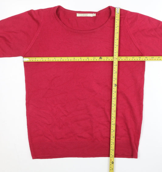 EWM Womens Red Acrylic Pullover Jumper Size S 10-12 Scoop Neck