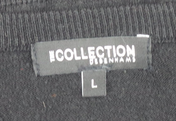 Debenhams Men’s Black V-Neck Acrylic Jumper L Regular Fit