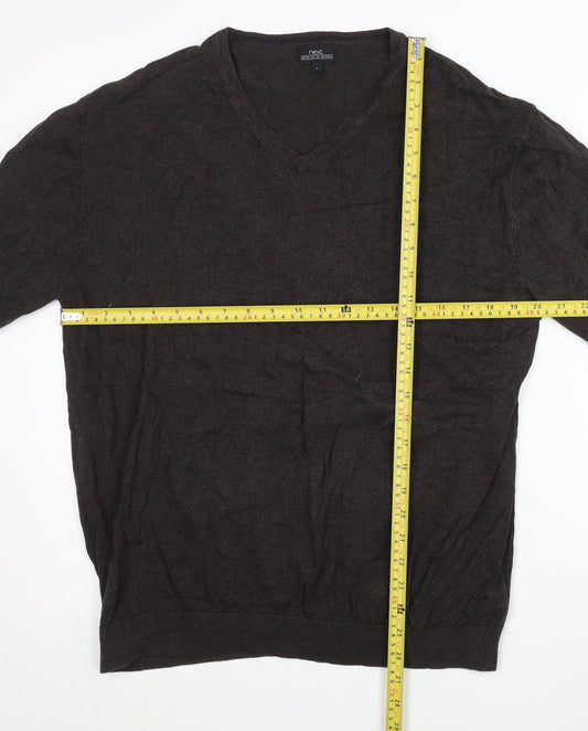 Next Men’s Brown V-Neck Cotton Nylon Jumper Size L Regular Fit