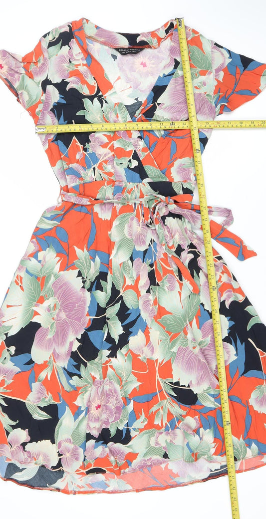Dorothy Perkins Women’s Multicoloured Floral Midi Wrap Dress Size 12