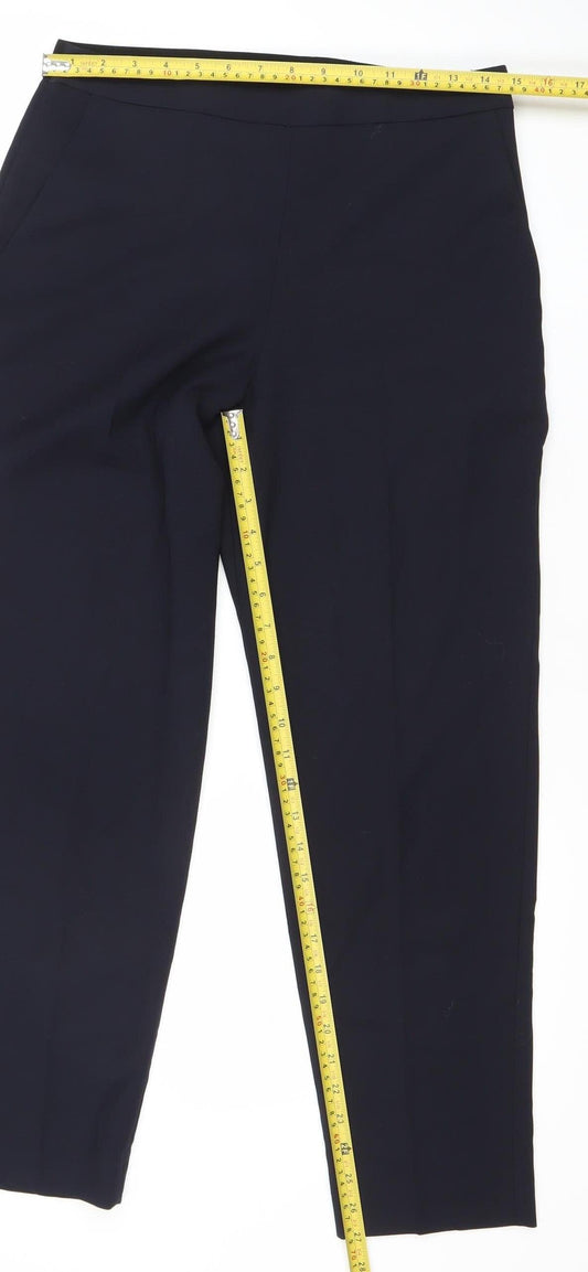 Whistles Womens Blue Wool Blend Tailored Slim Tapered Trousers Size 10