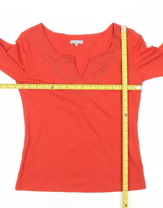 Marks and Spencer Per Una Women's Red Embroidered Tunic Blouse Size 10