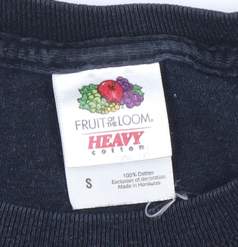 Mens UK Size S Fruit of the Loom Black T-Shirt