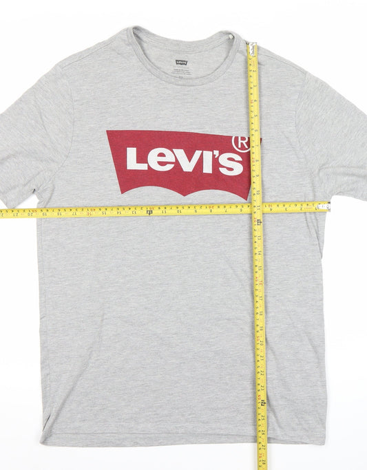 Levi's Mens Grey Logo Graphic Print Crew Neck T-Shirt Size M