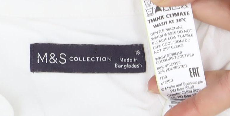 Womens UK Size 18 Marks and Spencer White Basic Blouse