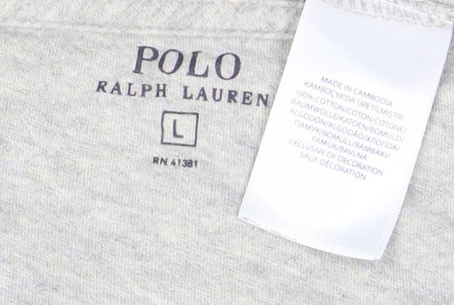 Ralph Lauren Men's Grey V-Neck Cotton T-Shirt Size L