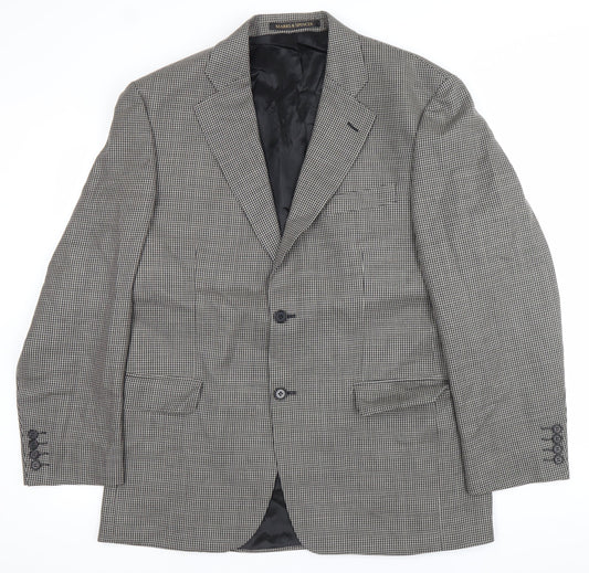 Marks and Spencer Men Black & White Checked Wool Blazer Jacket 40R