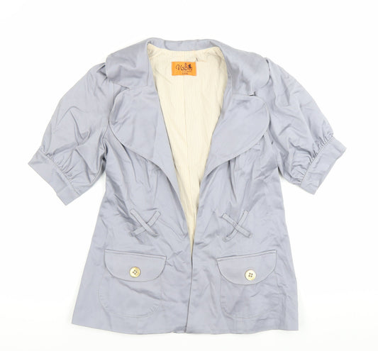 Voom Women Grey Short Sleeve Blazer Jacket Size M Cotton Blend