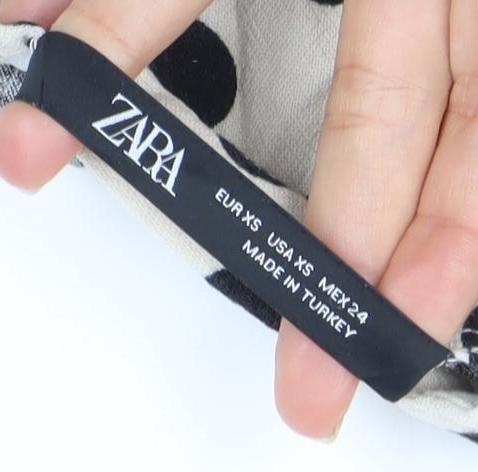 ZARA Women Ivory Black Polka Dot V-Neck Playsuit Size 6