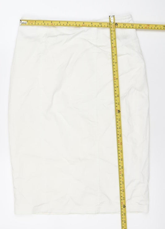 Gerry Weber Women’s White Cotton Stretch Pencil Skirt Size 10