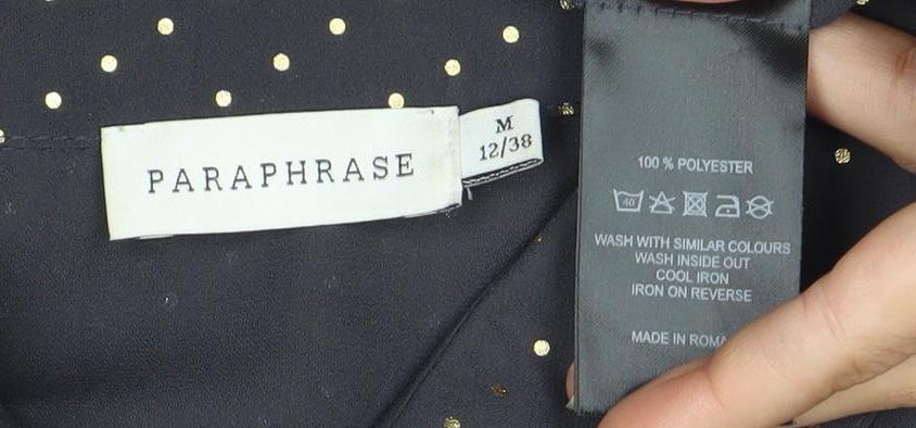 Paraphrase Womens Black Polka Dot Button Up Shirt Size 12