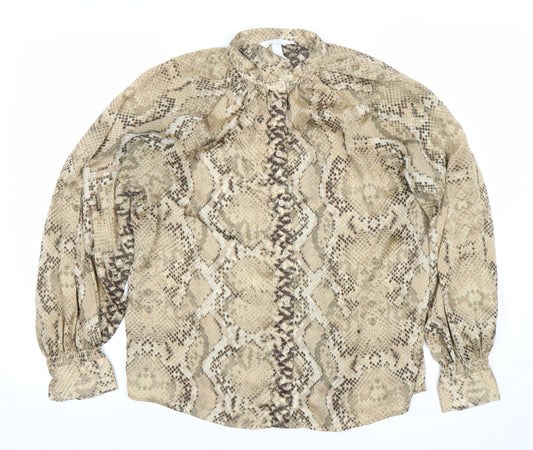 Womens UK Size 10 H&M Beige Classic Button-Up