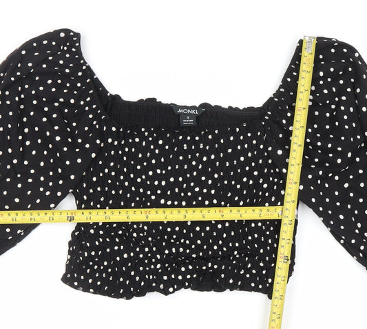 Womens UK Size S Monki Black Cropped Blouse