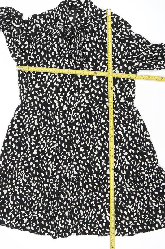 Dorothy Perkins Women Black Animal Print Shift Dress Size 12