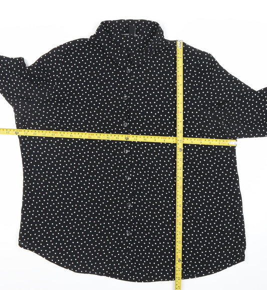 New Look Maternity Womens Black Polka Dot Button Up Shirt Size 16