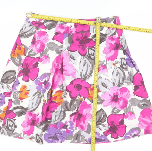 H&M Women’s Multicoloured Floral A-Line Skirt Size 16
