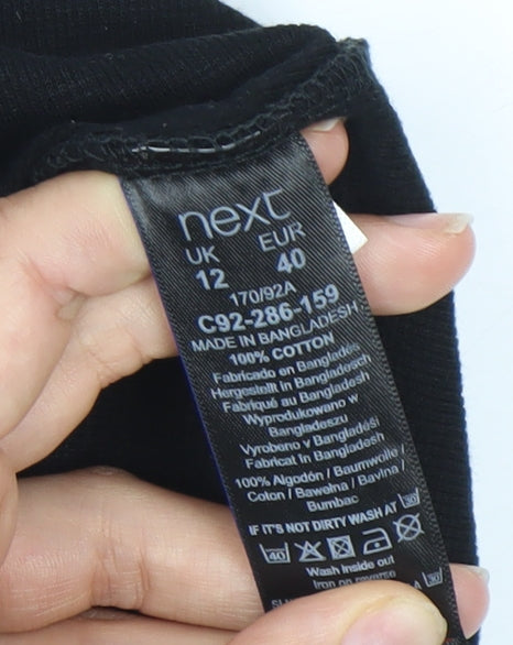 Next Women’s Black Cotton Midi A-Line Cut Out Scoop Dress Size 12