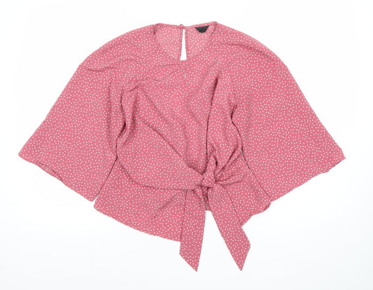 Womens UK Size 8 Topshop Pink Wrap Blouse