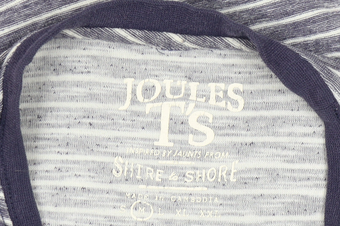 Joules Men's Blue Striped Cotton Crew Neck Short Sleeve T-Shirt Size M
