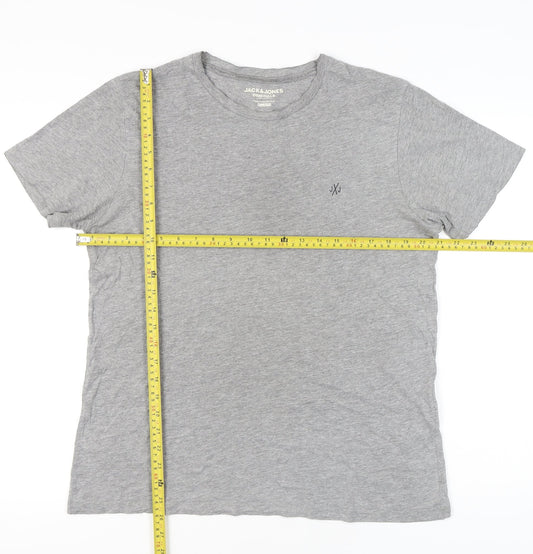Jack & Jones Men’s Grey Regular Fit Crew Neck T-Shirt Size M
