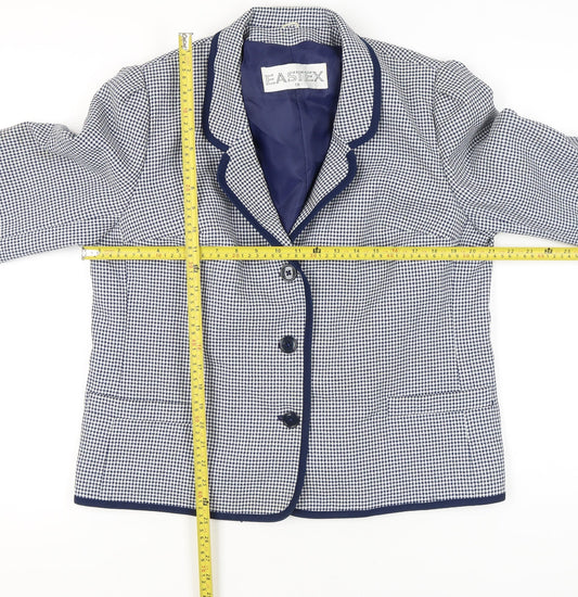 Eastex Womens Blue Houndstooth Suit Jacket Size 18 Regular Fit
