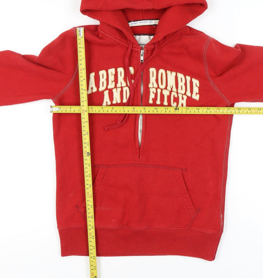 Abercrombie & Fitch Womens Red Hoodie Medium Logo Pullover