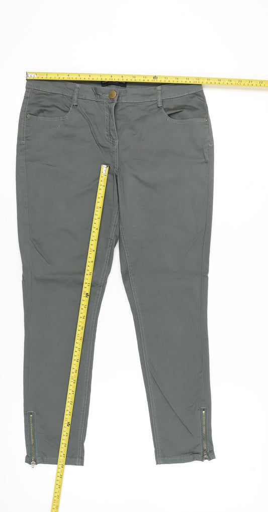 Dorothy Perkins Womens Grey Size 14 Skinny Stretch Jeans with Ankle Zips