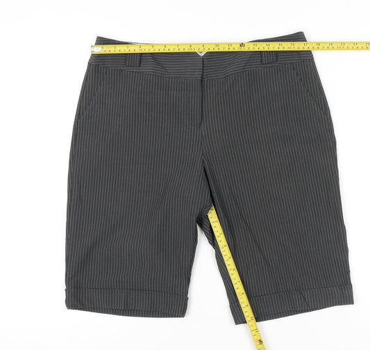 Dorothy Perkins Women Grey Pinstripe Bermuda Shorts Size 14