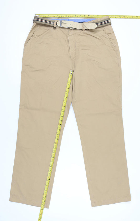 Gurteen Men's Beige Chino Trousers Size 36S Cotton Straight Fit