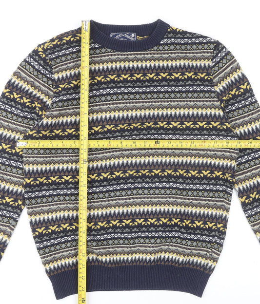 New Look Men Multicoloured Fair Isle Knit Jumper M Regular Cotton Blend