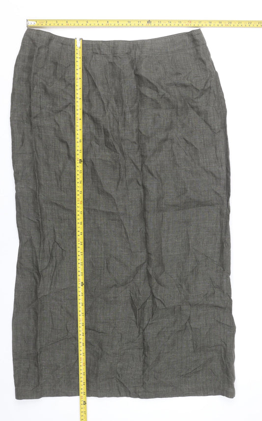 Monsoon Women’s Grey Linen Pencil Skirt Size 16 Long